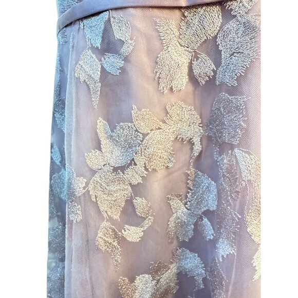 - Oleg Cassini Lavender Halter Dress with Sheer Embroidered Overlay Sz S NWT - Picture 5 of 9